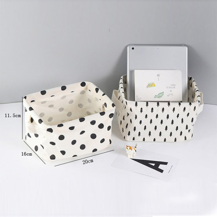 2 cái giỏ lưu trữ để bàn vải canvas đựng đồ lặt vặt có tay cầm, hình chữ thập, ngôi sao, cây, chấm đen