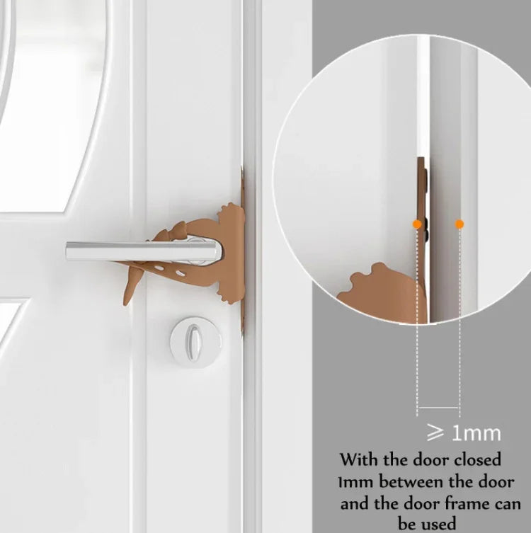 Khóa cửa phòng ngủ hình gấu hoạt hình, giảm tiếng ồn, đệm bảo vệ chống va đập, màu xanh lá, hồng, cà phê, màu mơ, trắng