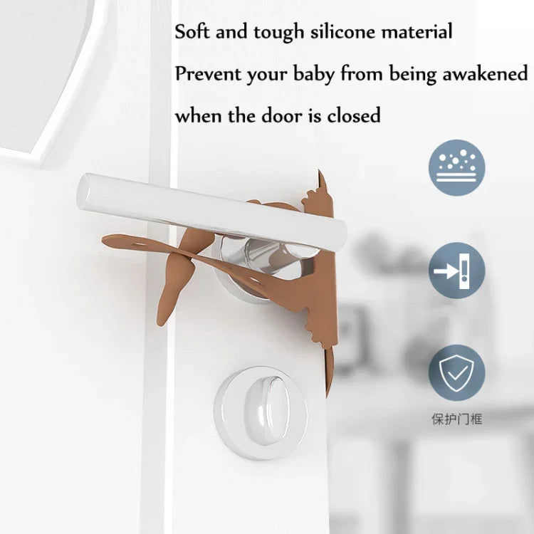 Khóa cửa phòng ngủ hình gấu hoạt hình, giảm tiếng ồn, đệm bảo vệ chống va đập, màu xanh lá, hồng, cà phê, màu mơ, trắng