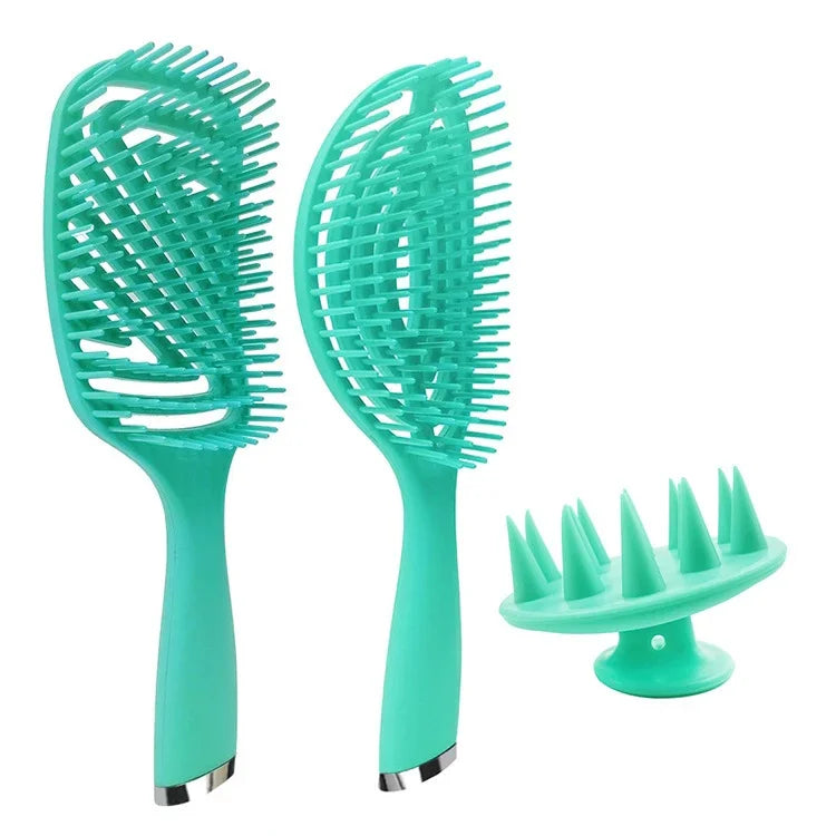 Bộ lược salon tóc xoăn nhựa 3 trong 1 lược mát xa rỗng lược muỗi, 3 trong 1 màu hồng, 3 trong 1 màu xanh lá, 3 trong 1 màu đen, 3 trong 1 màu xanh dương