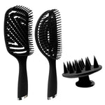 Bộ lược salon tóc xoăn nhựa 3 trong 1 lược mát xa rỗng lược muỗi, 3 trong 1 màu hồng, 3 trong 1 màu xanh lá, 3 trong 1 màu đen, 3 trong 1 màu xanh dương