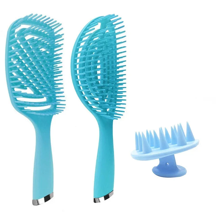 Bộ lược salon tóc xoăn nhựa 3 trong 1 lược mát xa rỗng lược muỗi, 3 trong 1 màu hồng, 3 trong 1 màu xanh lá, 3 trong 1 màu đen, 3 trong 1 màu xanh dương