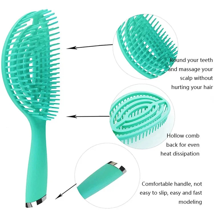 Bộ lược salon tóc xoăn nhựa 3 trong 1 lược mát xa rỗng lược muỗi, 3 trong 1 màu hồng, 3 trong 1 màu xanh lá, 3 trong 1 màu đen, 3 trong 1 màu xanh dương