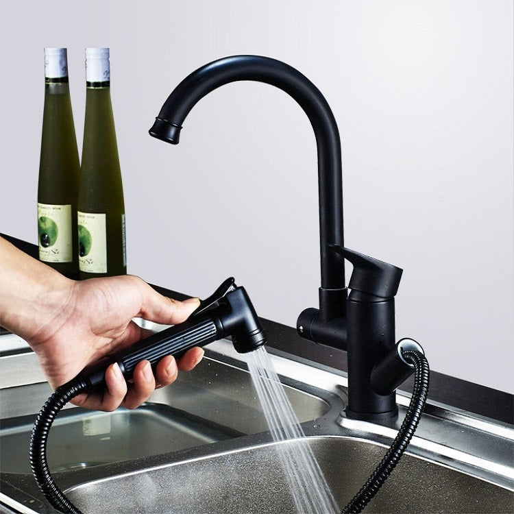 Vòi nước đôi kéo ra nhà bếp vòi nước nóng lạnh, kéo uốn bánh xe, kéo phun tròn, kéo phun hình khối, biến dạng tròn đa năng, biến dạng khối đa năng