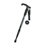 Gậy Leo Núi Hợp Kim Nhôm Tay Cầm Cong Bốn Đoạn JUNGLELEOPARD, Đỏ#52-110cm, Đen#52-110cm, Xanh#52-110cm, Bạc Trắng#52-110cm