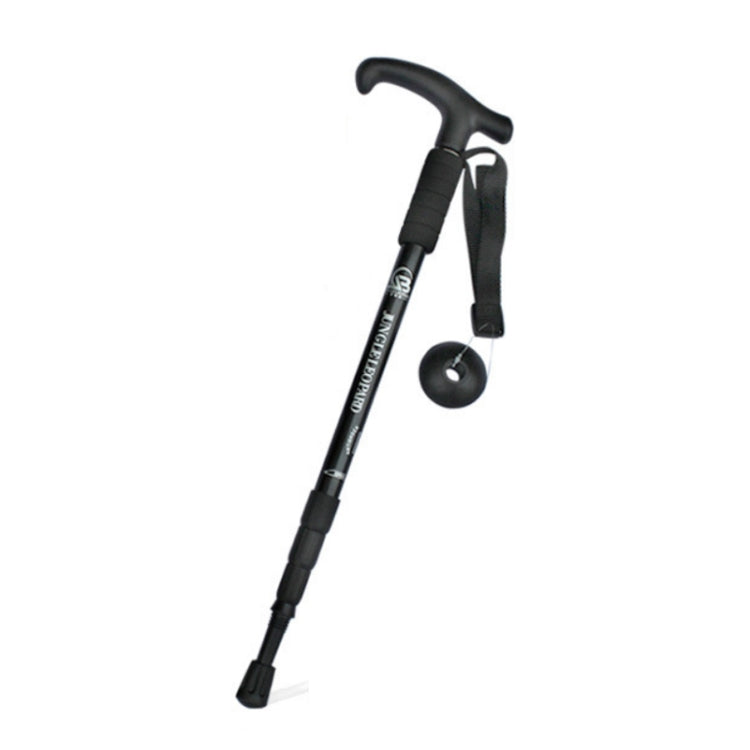 Gậy Leo Núi Hợp Kim Nhôm Tay Cầm Cong Bốn Đoạn JUNGLELEOPARD, Đỏ#52-110cm, Đen#52-110cm, Xanh#52-110cm, Bạc Trắng#52-110cm