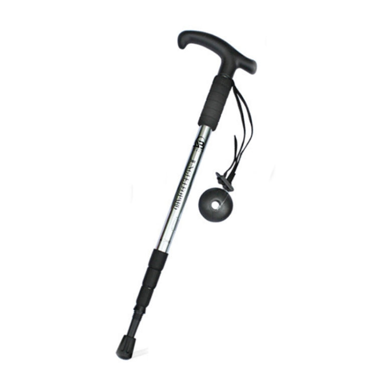Gậy Leo Núi Hợp Kim Nhôm Tay Cầm Cong Bốn Đoạn JUNGLELEOPARD, Đỏ#52-110cm, Đen#52-110cm, Xanh#52-110cm, Bạc Trắng#52-110cm
