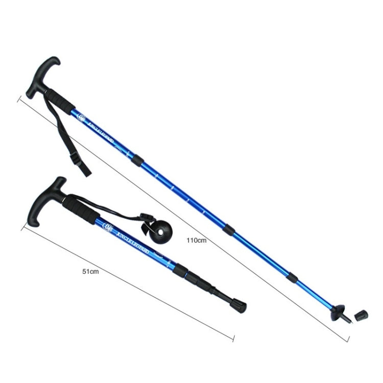 Gậy Leo Núi Hợp Kim Nhôm Tay Cầm Cong Bốn Đoạn JUNGLELEOPARD, Đỏ#52-110cm, Đen#52-110cm, Xanh#52-110cm, Bạc Trắng#52-110cm