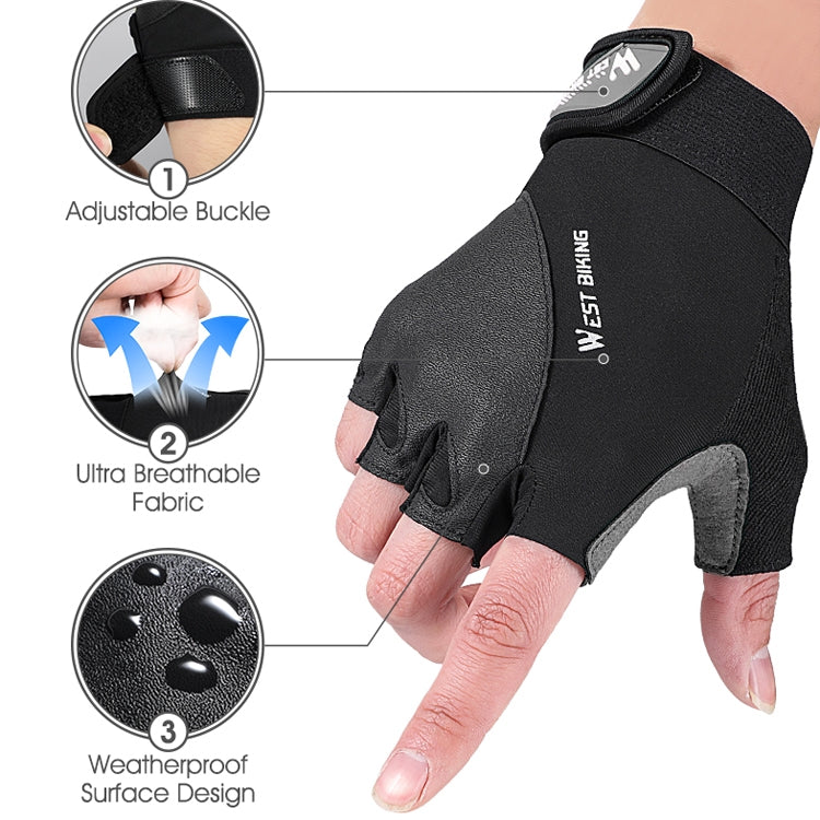 Găng tay đi xe đạp địa hình WEST BIKING YP0211210 nửa ngón, thoáng khí, chống trượt, thiết bị đi xe, M, L, XL