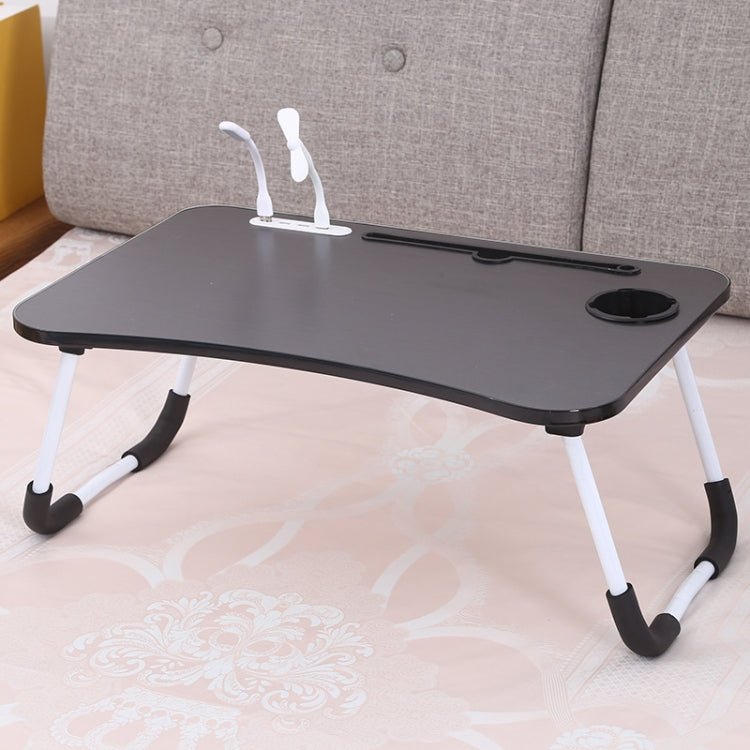 Bàn máy tính gập USB có quạt và đèn, kích thước 60x40x28cm, màu đen mát, hồng tuổi teen, xanh trời, trắng phong, óc chó, xanh bảo vệ mắt