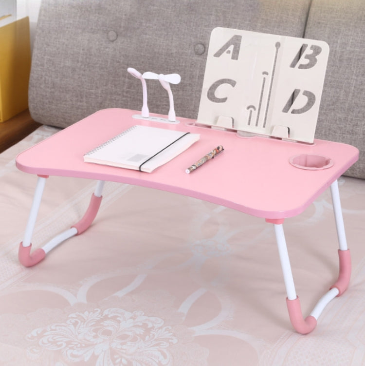 Bàn máy tính gập USB có quạt và đèn, kích thước 60x40x28cm, màu đen mát, hồng tuổi teen, xanh trời, trắng phong, óc chó, xanh bảo vệ mắt