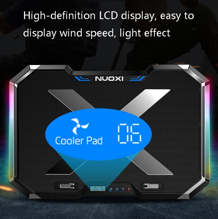 Đế làm mát máy tính NUOXI Q8 có màn hình LCD, nút điều khiển ánh sáng RBG