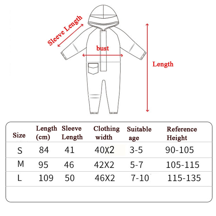 Áo mưa liền thân cho trẻ em, poncho nhẹ có mũ cho bé trai và bé gái, S, L, M