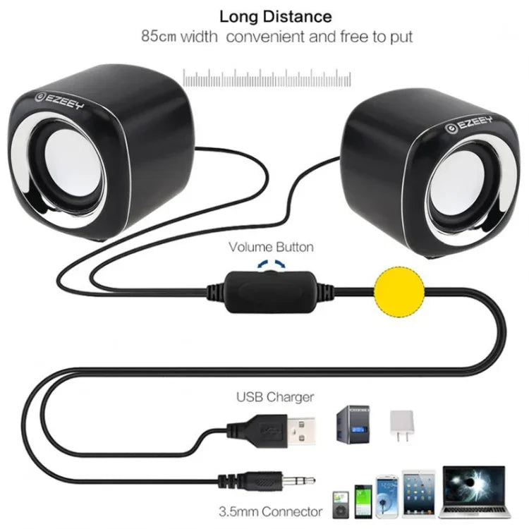 Loa đa phương tiện USB2.0 YEEZE A1 cho máy tính để bàn, loa mini cho máy tính xách tay, màu trắng xanh, trắng xanh lá, trắng tím, trắng cam, đen xanh, đen xanh lá, đen tím, đen cam, mạ điện màu đen vàng, mạ điện màu trắng, mạ điện màu đen