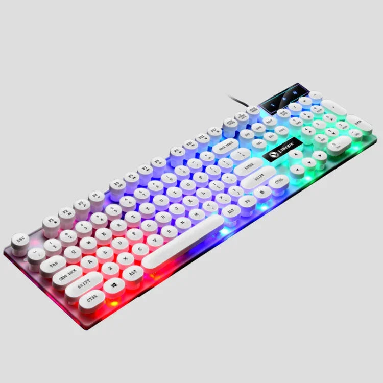 Bàn phím chuột có dây USB LIMEIDE GTX300 104 phím nút tròn phong cách cổ điển, chiều dài cáp: 1,4m, Bàn phím đơn Punk trắng, Bàn phím đơn Punk đen, Bộ Punk trắng, Bộ Punk đen