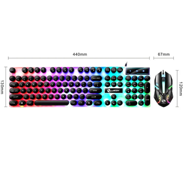 Bàn phím chuột có dây USB LIMEIDE GTX300 104 phím nút tròn phong cách cổ điển, chiều dài cáp: 1,4m, Bàn phím đơn Punk trắng, Bàn phím đơn Punk đen, Bộ Punk trắng, Bộ Punk đen