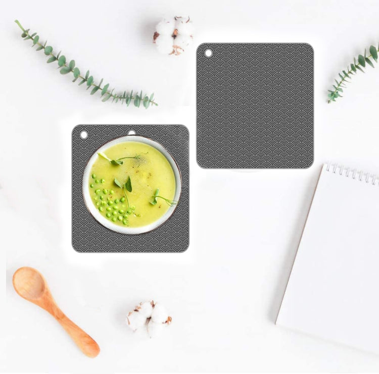 Miếng lót cách nhiệt nồi silicone hình học nhà bếp tròn (đen), vuông (xám), tròn (xám), vuông (đen), tròn (đen)