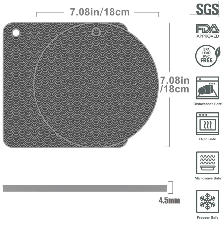 Miếng lót cách nhiệt nồi silicone hình học nhà bếp tròn (đen), vuông (xám), tròn (xám), vuông (đen), tròn (đen)