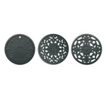 Bộ 3 miếng lót cách nhiệt silicone hoa rỗng 3 trong 1 chống bỏng nồi bát, đen, vàng, xanh dương, xanh lá, tím, xám