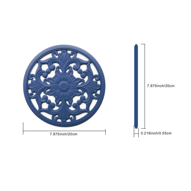 Bộ 3 miếng lót cách nhiệt silicone hoa rỗng 3 trong 1 chống bỏng nồi bát, đen, vàng, xanh dương, xanh lá, tím, xám