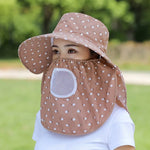 2 mũ chống nắng in họa tiết cherry, mũ che mặt đi du lịch ngoài trời, các màu cherry đầy đủ (tím), (hồng đào), (hồng sen), (đỏ hồng), (hồng cam), (nâu)
