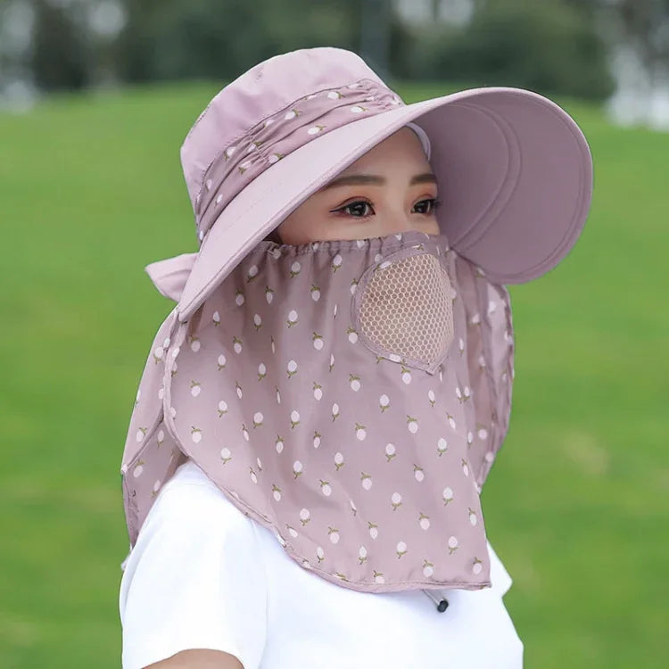 2 mũ chống nắng in họa tiết cherry, mũ che mặt đi du lịch ngoài trời, các màu cherry đầy đủ (tím), (hồng đào), (hồng sen), (đỏ hồng), (hồng cam), (nâu)