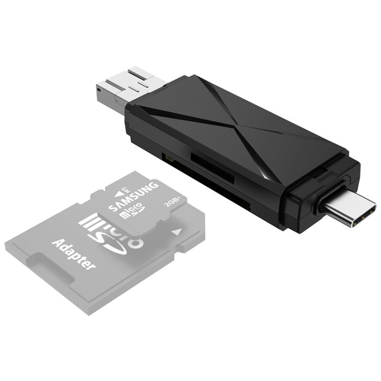Đầu đọc thẻ OTG YH-109 SD/TF/Type-C/Micro USB/USB cho máy tính PC điện thoại di động, trắng, đen