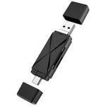 Đầu đọc thẻ OTG YH-109 SD/TF/Type-C/Micro USB/USB cho máy tính PC điện thoại di động, trắng, đen
