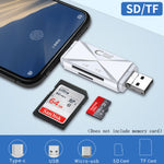 Đầu đọc thẻ OTG YH-109 SD/TF/Type-C/Micro USB/USB cho máy tính PC điện thoại di động, trắng, đen