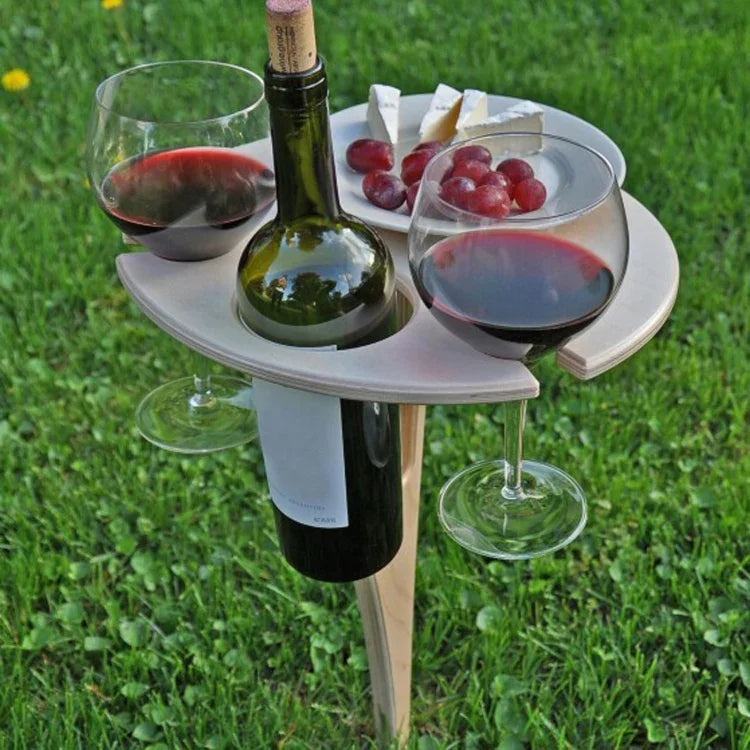 Giá rượu gấp ngoài trời bằng gỗ cho sân vườn, bàn gấp giá rượu picnic ngoài trời, 20cm