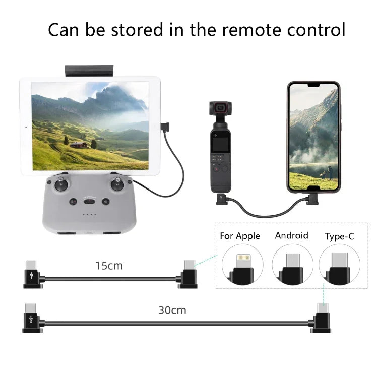 Cáp điện thoại máy tính bảng Sunnylife TY-X9304 phù hợp cho DJI Mavic Air 2S / DJI FPV Flight Glasses V2 / Mavic Mini2 / Osmo Pocket 2, cáp Type-C 15cm sang 8 Pin, cáp Type-C 15cm sang Micro USB, cáp Type-C 15cm sang Type-C, cáp Type-C 30cm sang 8 Pin