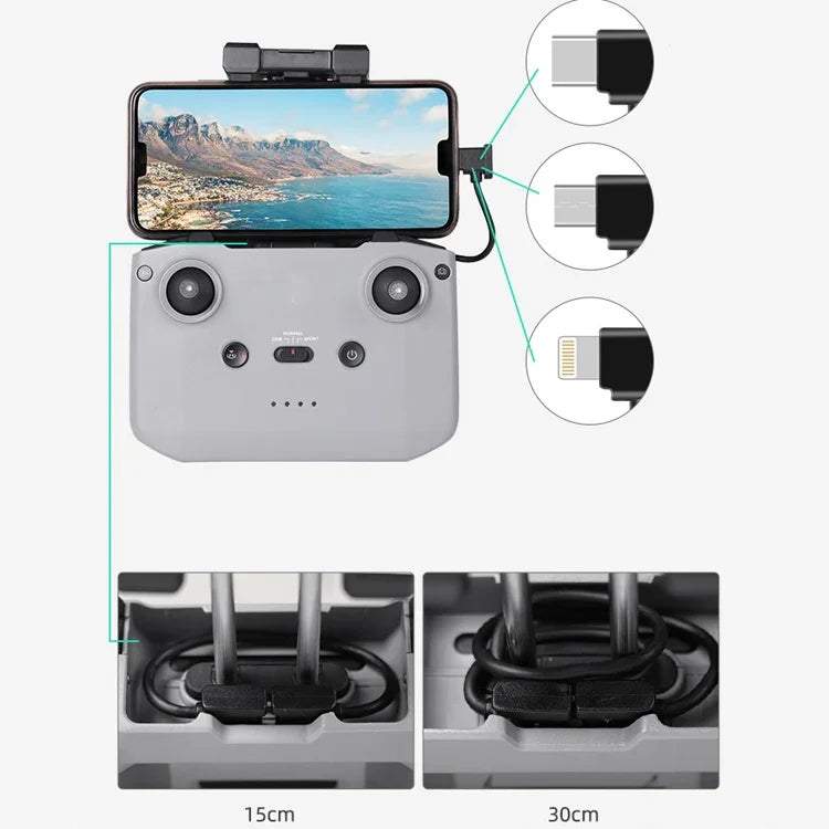 Cáp điện thoại máy tính bảng Sunnylife TY-X9304 phù hợp cho DJI Mavic Air 2S / DJI FPV Flight Glasses V2 / Mavic Mini2 / Osmo Pocket 2, cáp Type-C 15cm sang 8 Pin, cáp Type-C 15cm sang Micro USB, cáp Type-C 15cm sang Type-C, cáp Type-C 30cm sang 8 Pin