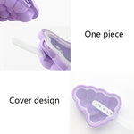 Khuôn kem que silicone gia dụng có nắp, vị dâu + nho, đĩa bay + tên lửa