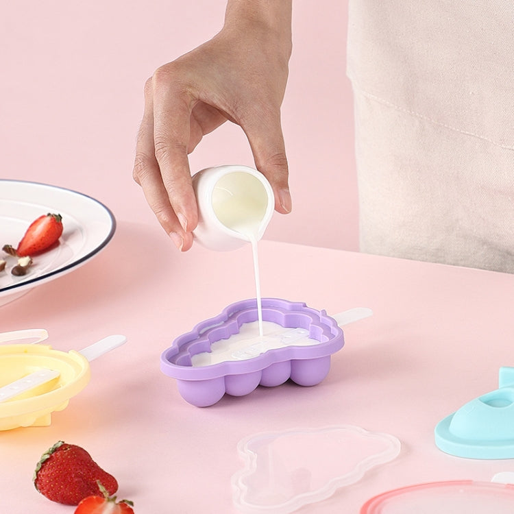 Khuôn kem que silicone gia dụng có nắp, vị dâu + nho, đĩa bay + tên lửa