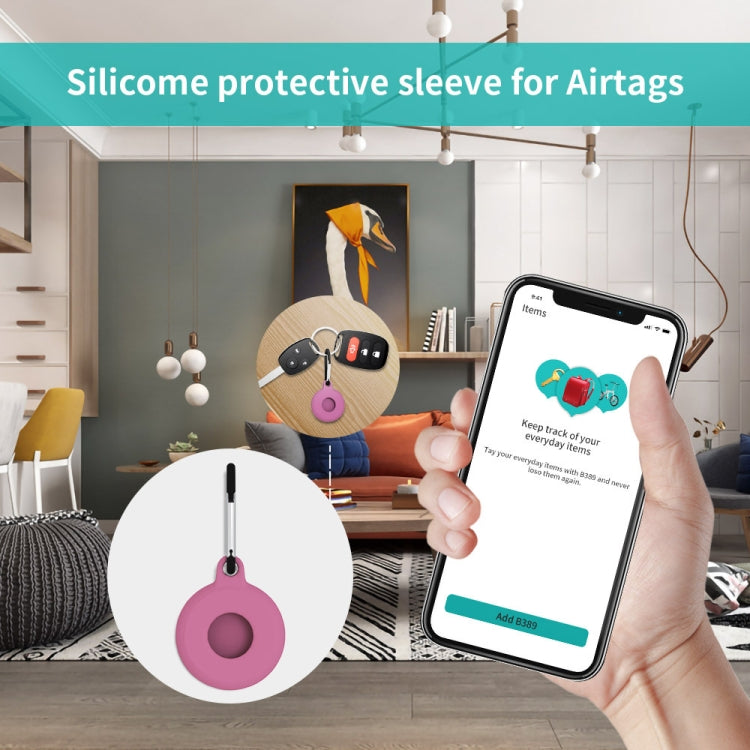 Bộ 4 bao bảo vệ silicone chống sốc, chống trầy hình tròn kèm móc khóa cho AirTag thế hệ 2 / AirTag thế hệ 1