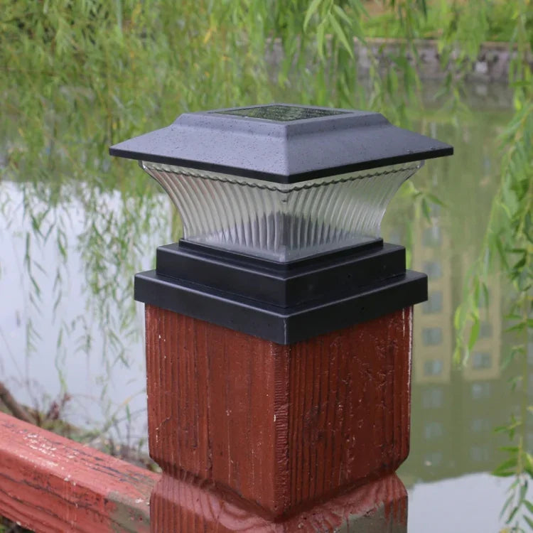 Đèn cột năng lượng mặt trời ngoài trời IP44 chống nước đèn hàng rào sân vườn đèn đường năng lượng mặt trời, vỏ đen + ánh sáng trắng, vỏ đen + ánh sáng ấm, vỏ đồng vàng + ánh sáng trắng, vỏ đồng vàng + ánh sáng ấm