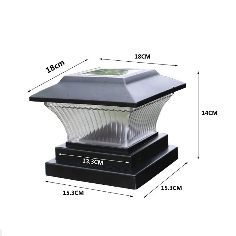 Đèn cột năng lượng mặt trời ngoài trời IP44 chống nước đèn hàng rào sân vườn đèn đường năng lượng mặt trời, vỏ đen + ánh sáng trắng, vỏ đen + ánh sáng ấm, vỏ đồng vàng + ánh sáng trắng, vỏ đồng vàng + ánh sáng ấm