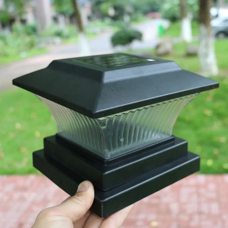 Đèn cột năng lượng mặt trời ngoài trời IP44 chống nước đèn hàng rào sân vườn đèn đường năng lượng mặt trời, vỏ đen + ánh sáng trắng, vỏ đen + ánh sáng ấm, vỏ đồng vàng + ánh sáng trắng, vỏ đồng vàng + ánh sáng ấm