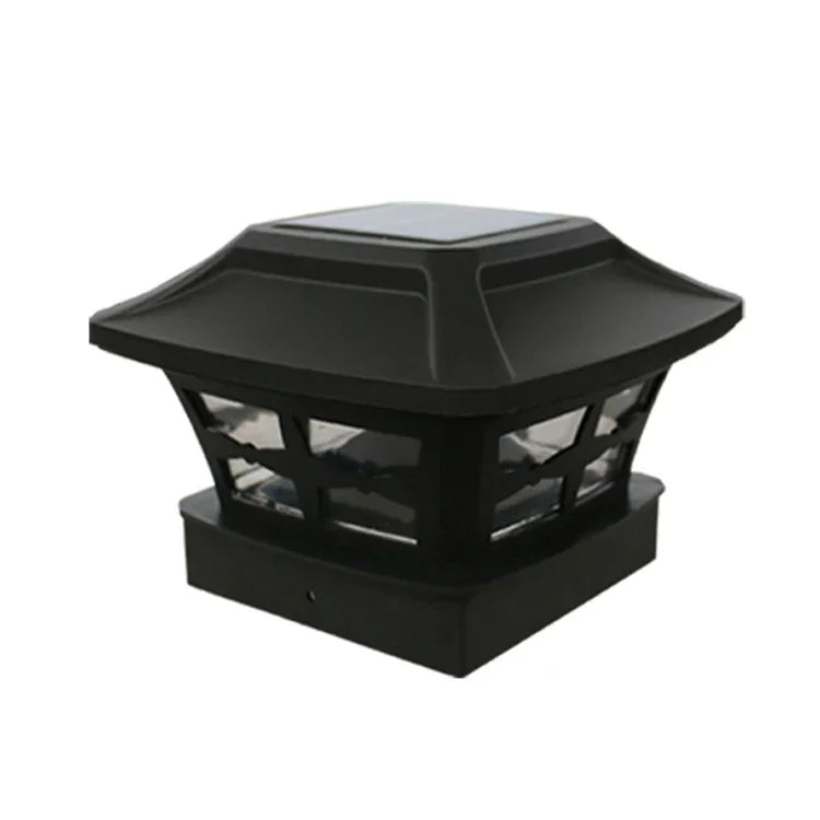 Đèn cột năng lượng mặt trời ngoài trời 4 inch ánh sáng trắng + ánh sáng trắng ấm đèn sân vườn, đen, trắng
