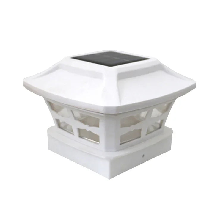 Đèn cột năng lượng mặt trời ngoài trời 4 inch ánh sáng trắng + ánh sáng trắng ấm đèn sân vườn, đen, trắng