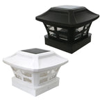 Đèn cột năng lượng mặt trời ngoài trời 4 inch ánh sáng trắng + ánh sáng trắng ấm đèn sân vườn, đen, trắng