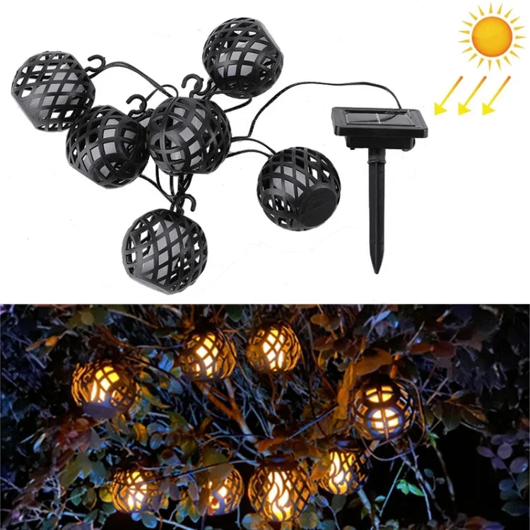 Dây đèn quả cầu lửa năng lượng mặt trời ngoài trời, sân vườn năng lượng mặt trời chống nước IP44, 6 trong 1, 8 trong 1