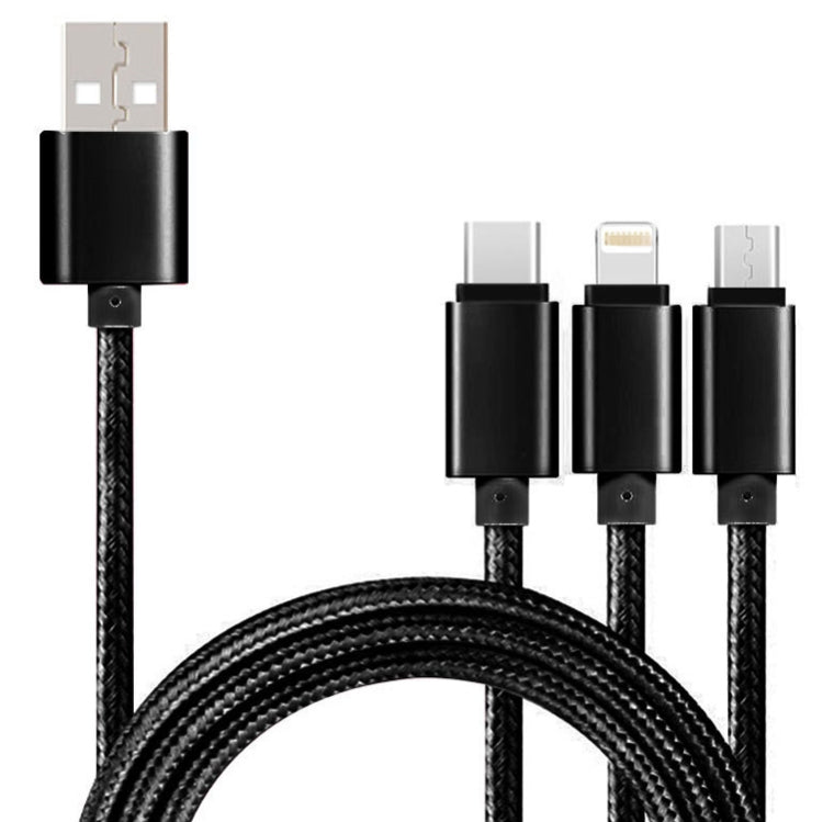 5 Chiếc Cáp Dữ Liệu Bện 2A 3 Trong 1 USB Sang USB-C / Type-C + 8 Pin + Micro USB, USB Sang USB-C / Type-C + 8 Pin + Micro USB