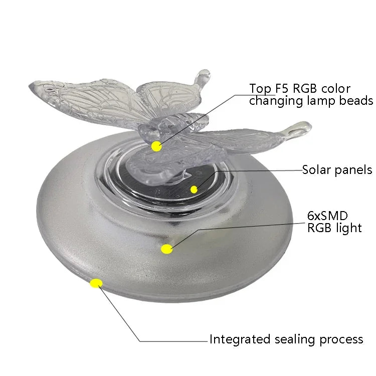 Đèn nổi hồ bơi năng lượng mặt trời ngoài trời biệt thự hồ bơi ánh sáng RGB, đèn cỏ sân vườn, hình bướm, chuồn chuồn