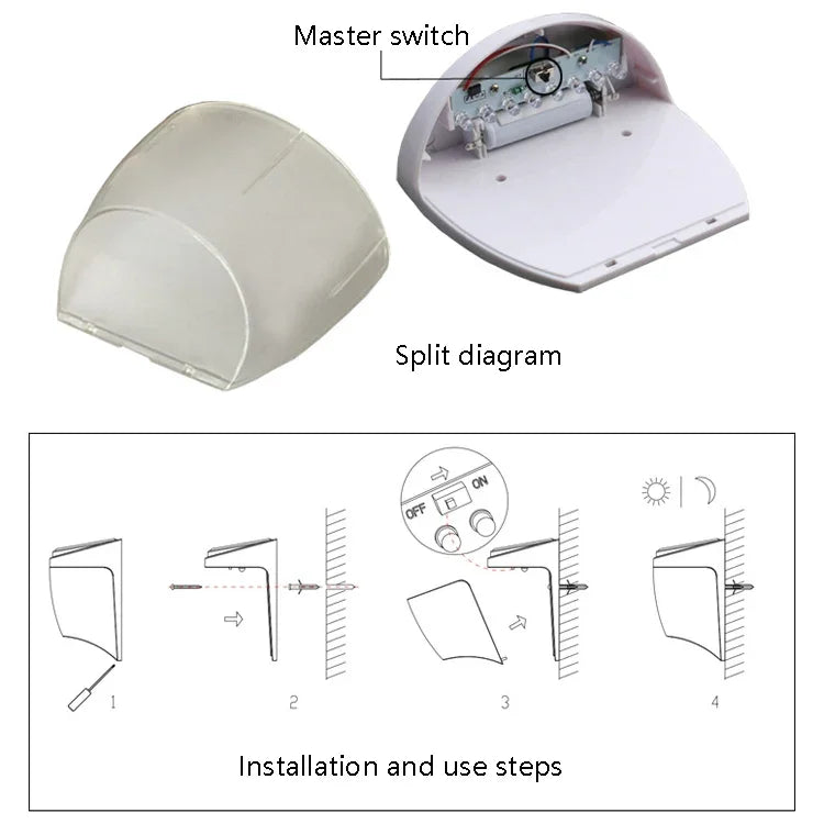 8 đèn LED điều khiển ánh sáng đèn tường sân vườn năng lượng mặt trời ngoài trời đèn hàng rào đèn cỏ đèn đường, ánh sáng trắng, ánh sáng ấm