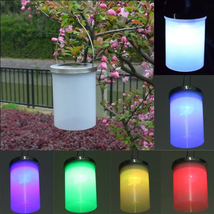 Đèn năng lượng mặt trời ngoài trời chống nước hình xô đèn LED sân vườn treo sân, đèn ngủ, ánh sáng nhiều màu, ánh sáng trắng, ánh sáng ấm