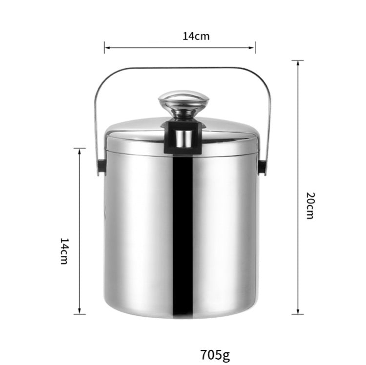 Xô Đá Thép Không Gỉ 304 Lớp Kép Rỗng Thùng Bia Rượu Có Kẹp Đá, Dung Tích: 1.3L, 1.3L Có Kẹp Đá