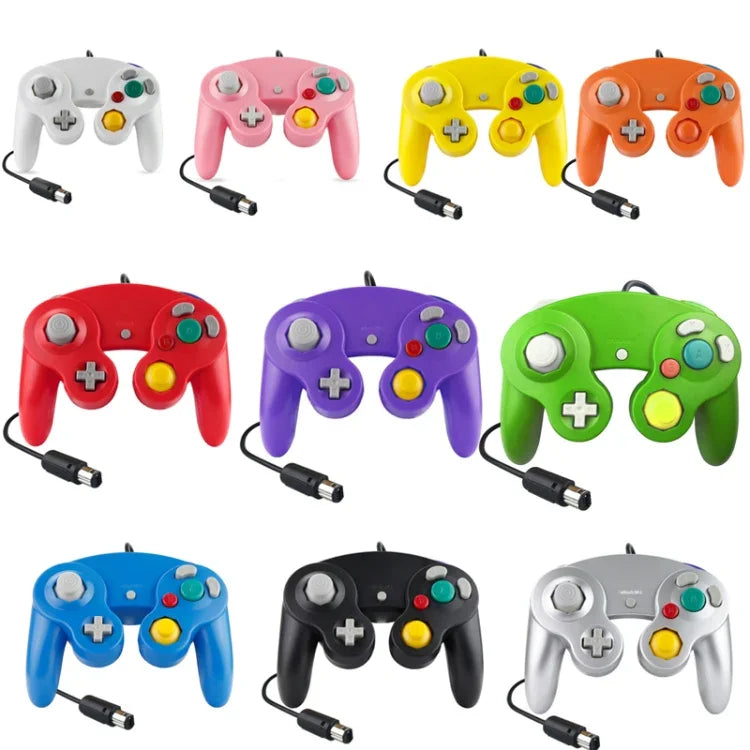 2 bộ tay cầm rung điểm đơn có dây cho Nintendo NGC / Wii, Trắng, Hồng, Vàng, Đỏ, Tím, Xanh lá, Xanh dương, Đen, Bạc, Cam