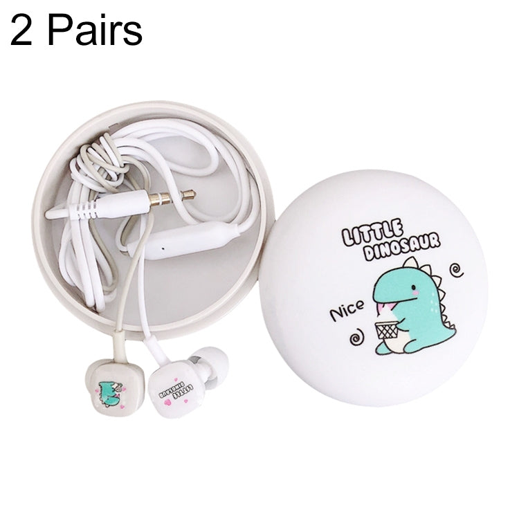 2 đôi tai nghe cắm trong tai họa tiết hoạt hình bass mạnh, tai nghe có dây đa năng kèm micro, màu trắng, hồng, đen, xanh nhạt