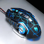 Chuột chơi game có dây T-WOLF V6 giao diện USB 6 nút 3200 DPI lập trình macro cơ học phát sáng 7 màu, chiều dài cáp: 1,5m, Phiên bản âm thanh định nghĩa macro đen bạc, Phiên bản âm thanh định nghĩa macro xám sắt